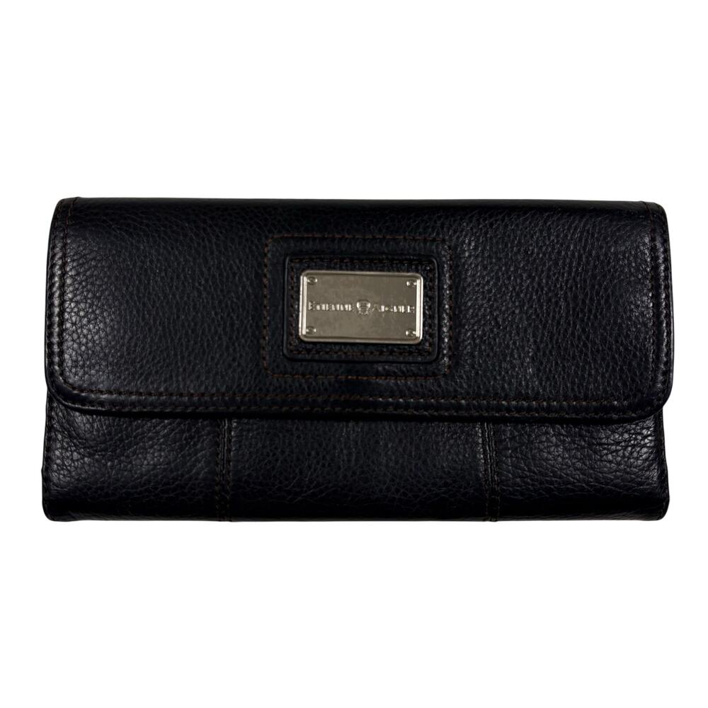 Etienne Aigner Vintage Pebbled Leather Wallet Women's Black Bifold Minimalist